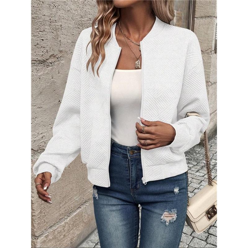 Ladies' Casual Stand Up Collar Zipper Jacket