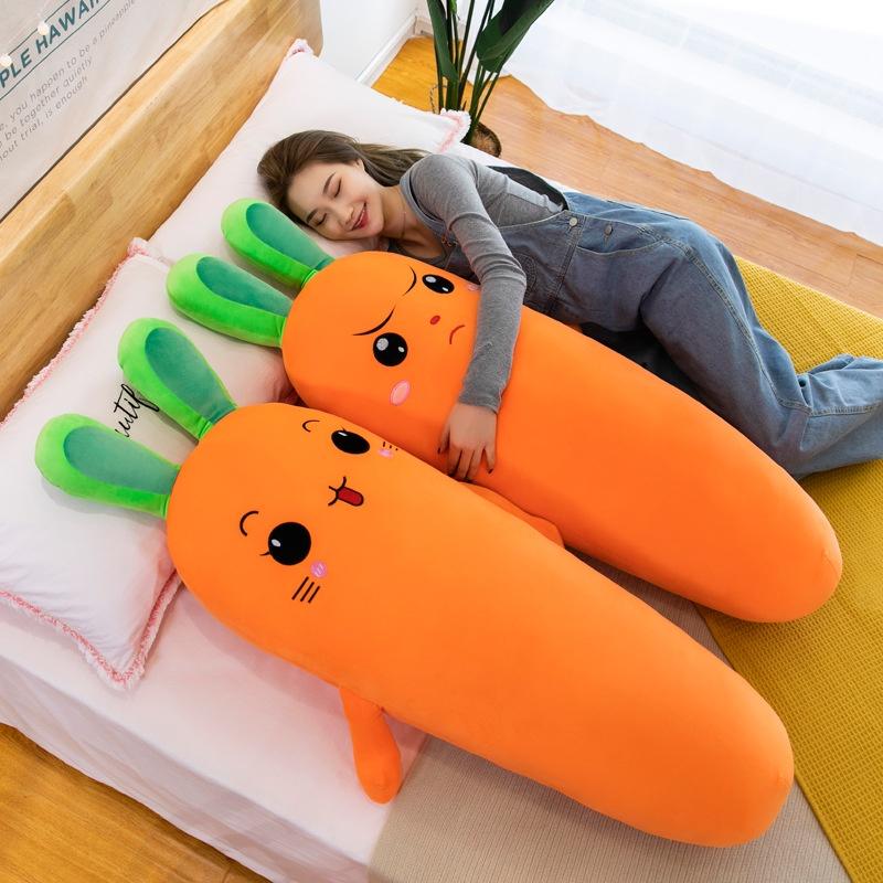50cm-70cm Lovely Carrot With Expression Plush Toy Dolls Big Long Radish with Green Leaves Soft Stuffed Toys