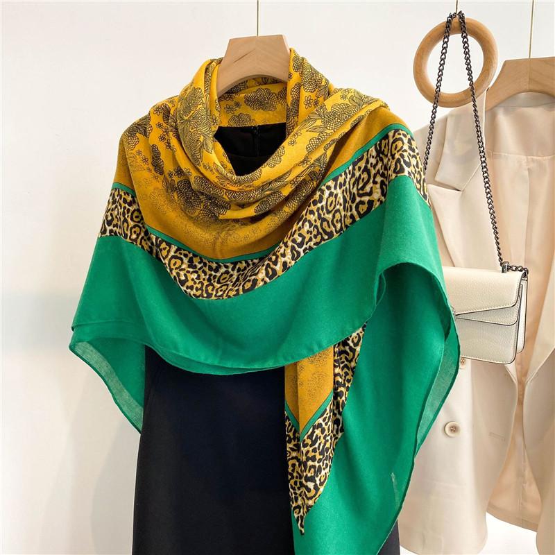 42 Designs Spain Brand Lovely Floral Square Viscose Shawl Scarf Lady Print Soft Wrap Pashmina Bufandas Muslim Hijab 135*135Cm