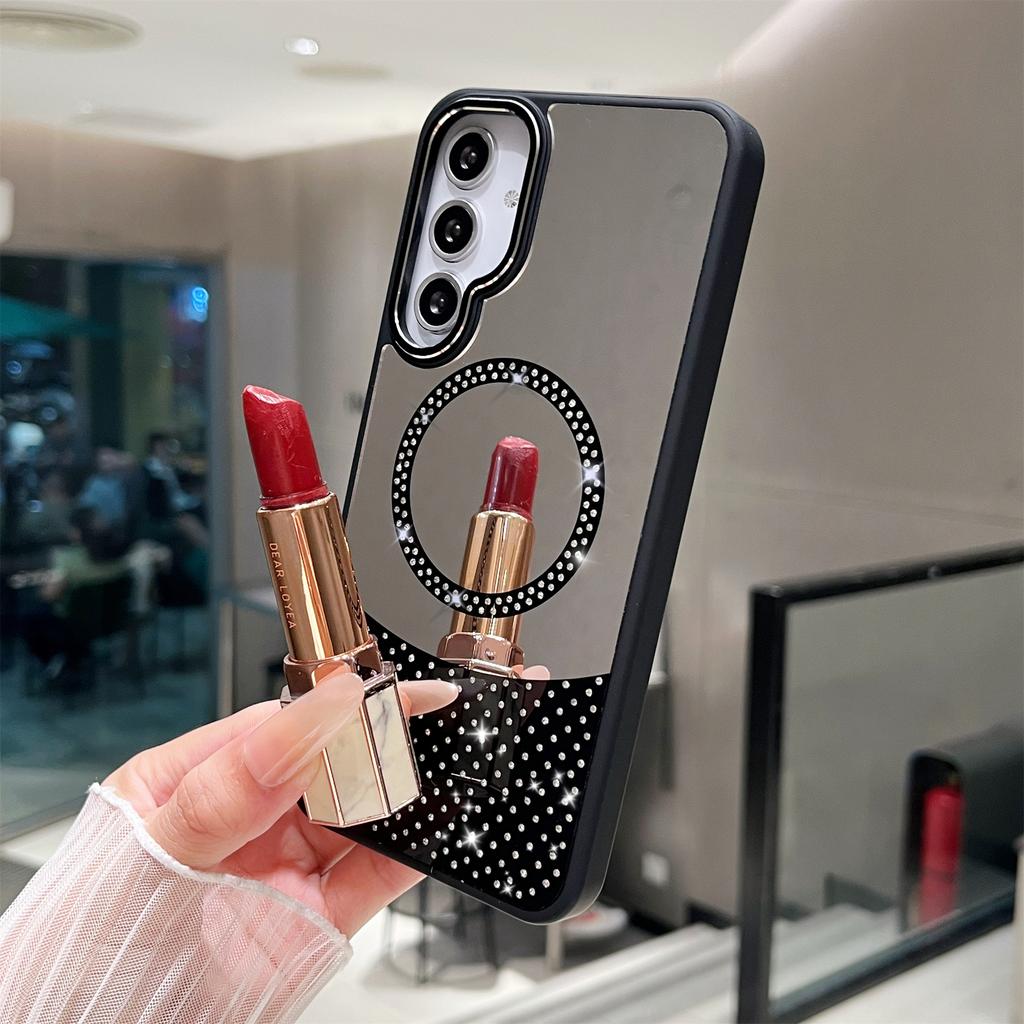 For Samsung Galaxy A36 5G/A56 5G Magnetic Case Mirror Surface TPU+PC Shockproof Phone Cover