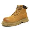 2025 Men's Genuine Leather Martin Boots: Retro British Yellow, Thick-Soled, Trendy, Short Hiking and Outdoor Mountaineering Footwear