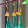 Osmanthus Tassel Pendant Crystal and Beeswax Buddhist Beads Bracelet Accessory