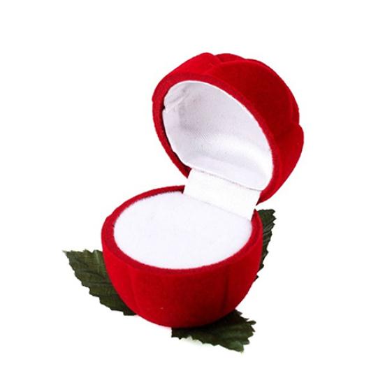 Red Rose Jewelry Box Wedding Ring Gift Case Earrings Storage Display Holder