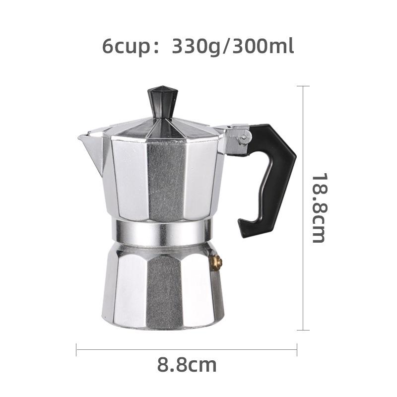 Octagonal Aluminum Moka Pot for Home, Office, or Outdoor Italian Espresso