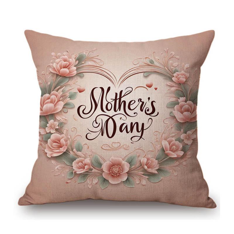 Flower Wreath Floral Letter Art Mother Day Gift For Mama Gratitution Decorative Sofa Throw Pillow Case Linen Cushion Cover