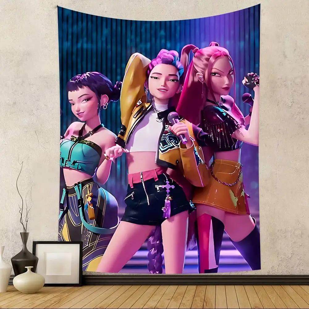 K-Pop Demonn Hunterss Anime Style Tapestry Home Bedroom Decoration Birthday Party Party Background Cloth
