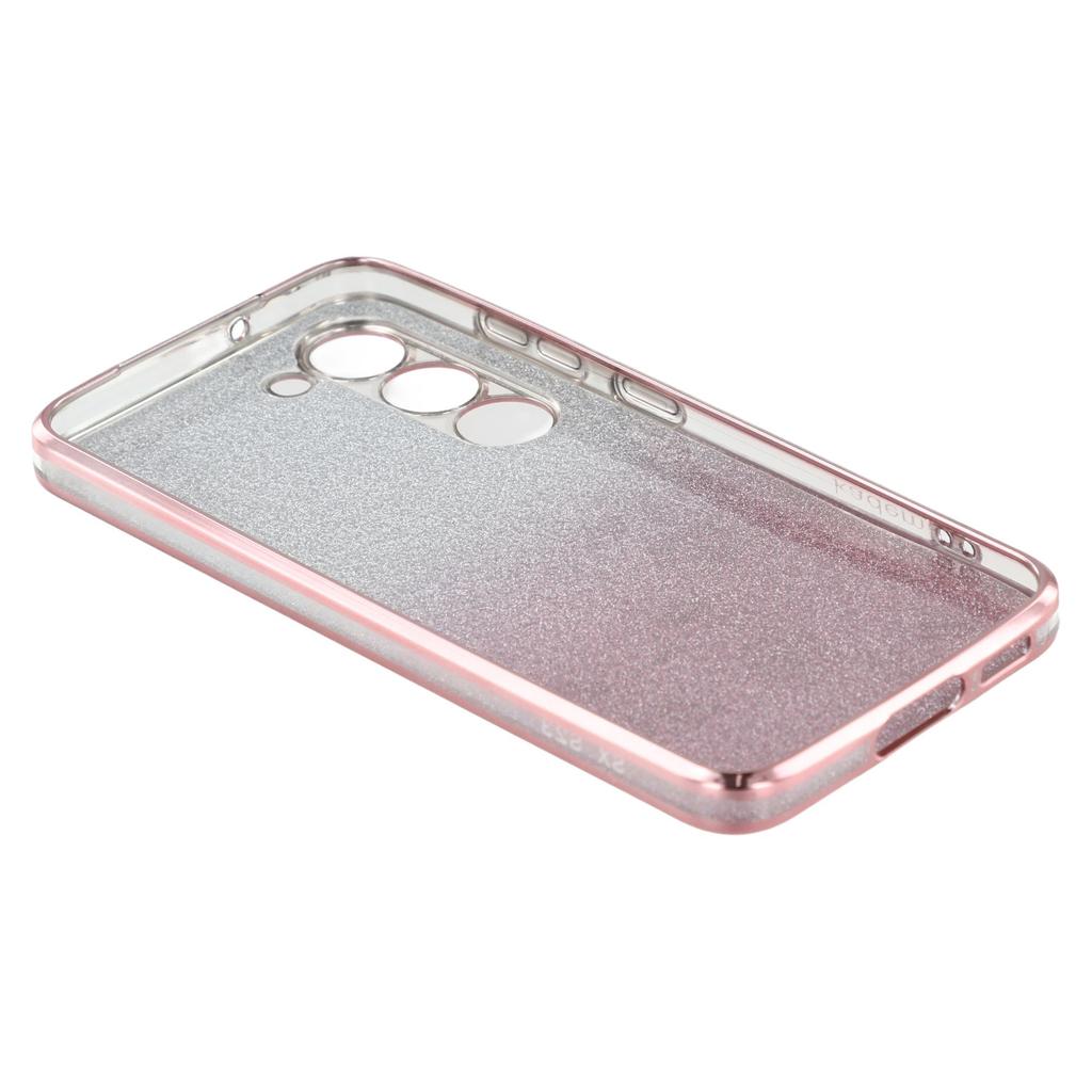 KADEM For Samsung Galaxy S22+ 5G Phone Cover Rhinestone Design Flower Pattern Decor Gradient Color Glitter Powder Flexible TPU Cell Phone Case