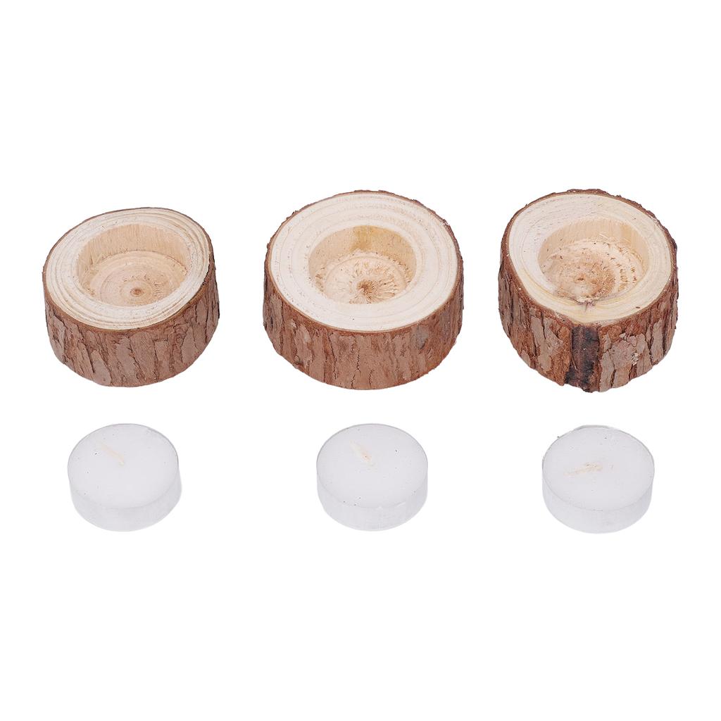 3Pcs Wooden Tealight Candle Natural Durable Beech Wide Applicability Wooden Tealight Candle Holder for Bar Bedroom Party