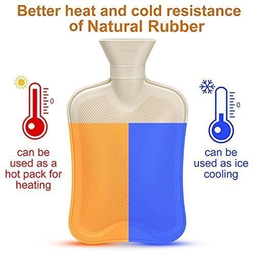 Bouillotte Eau Chaude HOMEALEXA 1,8 Litres avec Caoutchouc Naturel et Housse Fausse Fourrure Beige