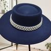 French Temperament Celebrity Pearl Pin Groove Woolen Hat Women's Autumn and Winter Fashion Versatile Big-brimmed Top Hat Self-operated