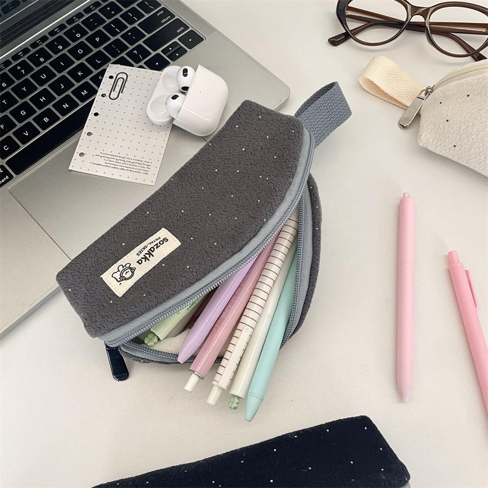 Casual Retro Style Pencil Case Large Capacity Korean Fashion Makeup Bag Portable Stationery Organizer for Students