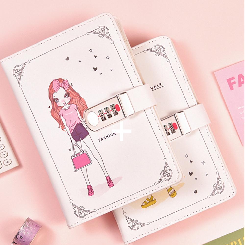 (Logo Can Be Engraved) A5 Student Lined Notebook with Password Lock, Private Notepad, Diary, Business Meeting Record Book, Hand Ledger