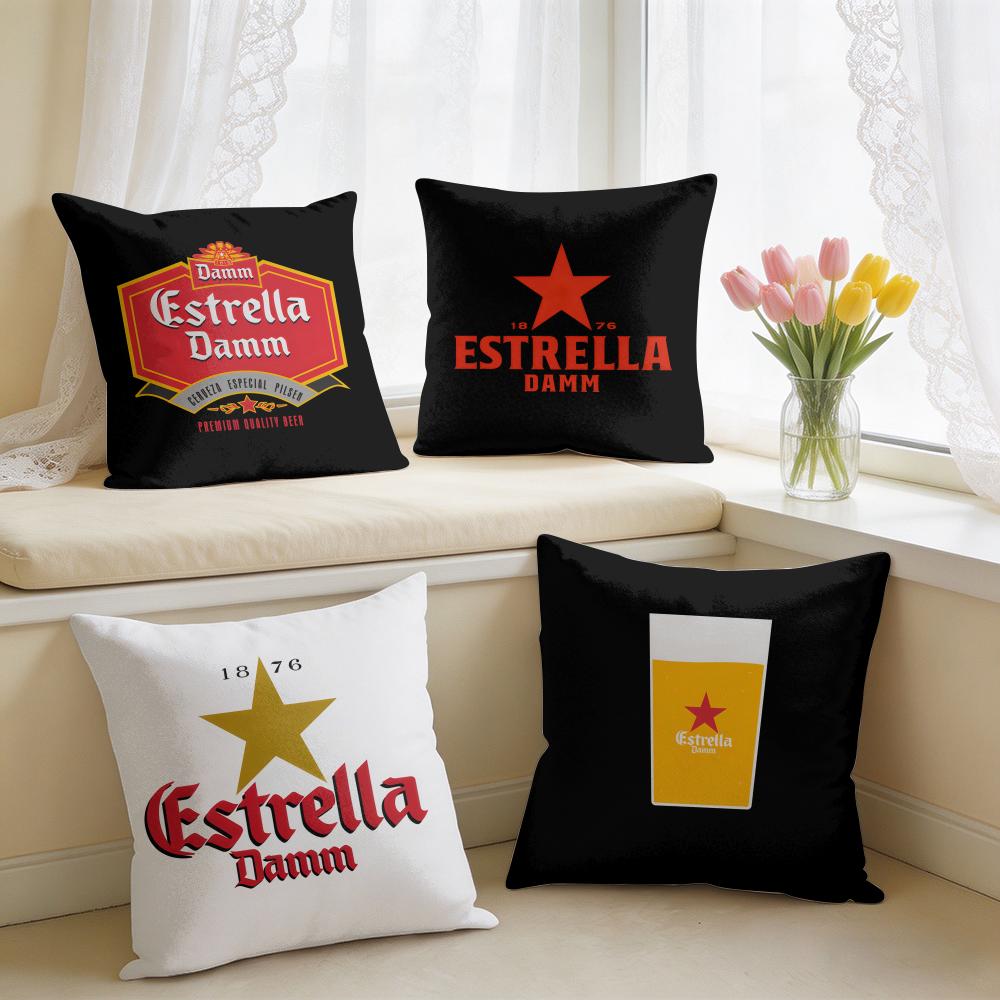 EEstrella DammS Wine Cushion Cover Square Short Plush Pillow Case Living Room Sofa Home Decor Funda X