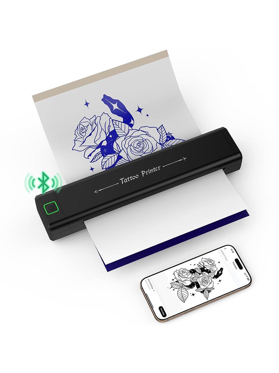 NEWYES Беспроводной портативный принтер для тату-трафаретов, Термальная тату-машина для тату-мастеров и начинающих чёрный