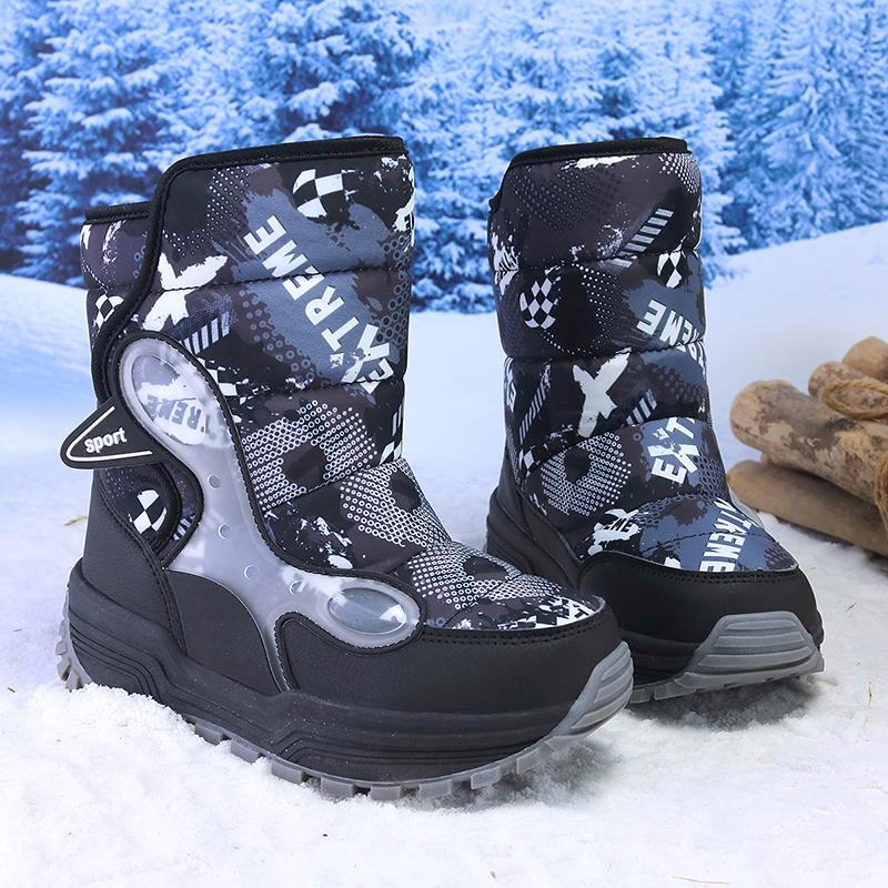 TUINANLE Boys' Winter Snow Boots, Non-Slip, Extra Warm, Medium To Large Sizes, Outdoor Hiking Footwear Children