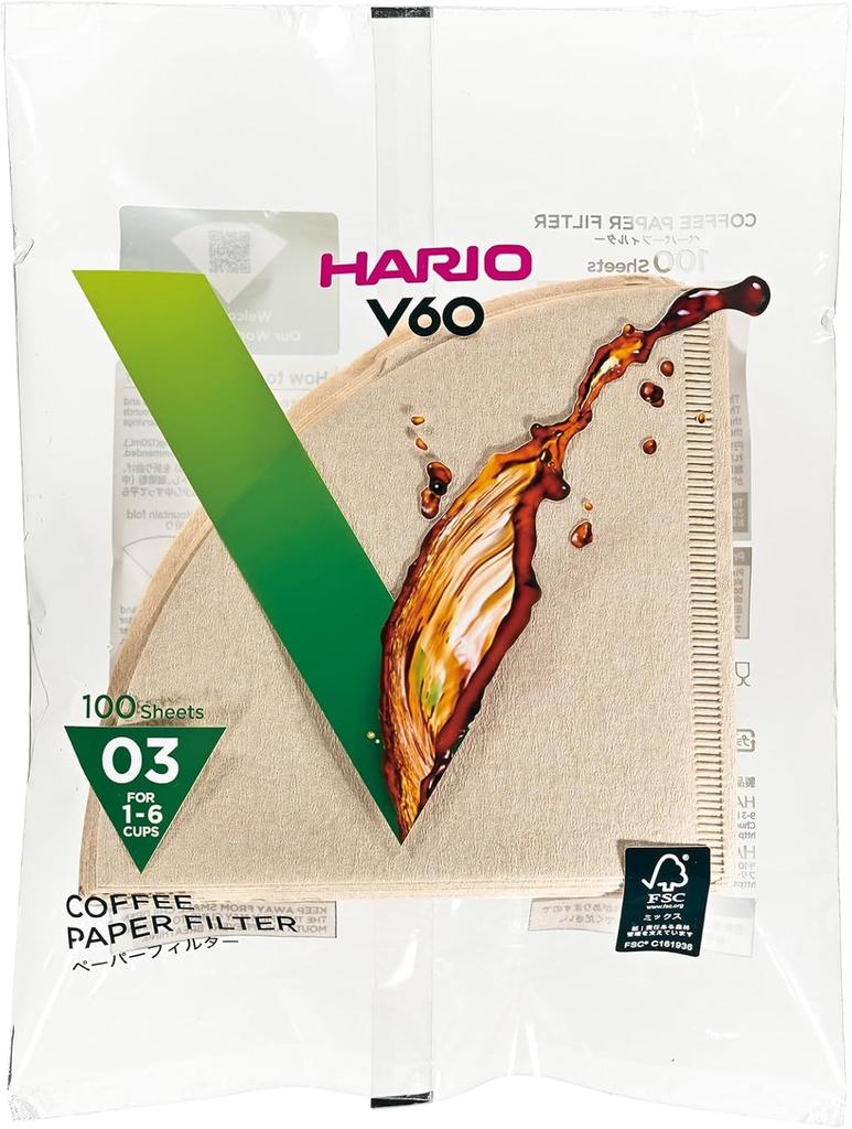 [Pack of 3] HARIO V60 Filters  V60 Paper Filters 03M  VCF-03-100M  Misarashi, 300 Filters  Serves 1-6  Coffee Filter Paper