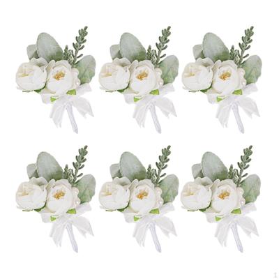 6x Wedding Boutonniere Bridal Bridegroom Boutonnieres Suit Decoration Artificial Flowers for