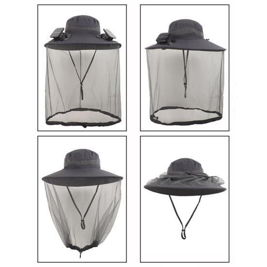 Solar Fan Cap Wide Brim Built-in Dual Solar Fans USB Charging Cooling Fishing Hat Breathable Mesh Cover Sun Protection