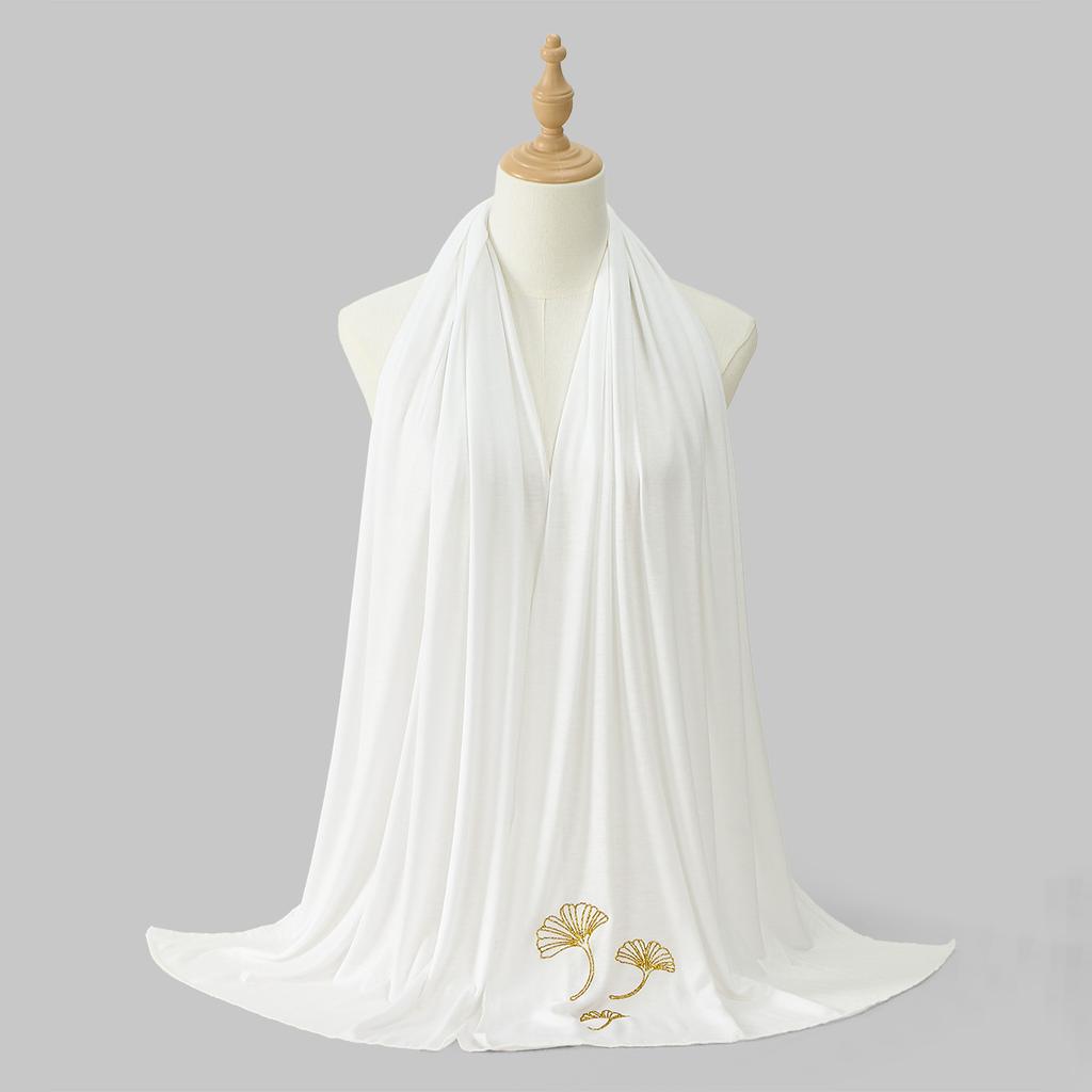 New Jersey Modal Scarf Hijab for Woman Gold Sprinkling Plain Soft Long Shawls Islam Headwraps Ramadan Prayer Turban