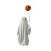 Halloweenská figurka duch Bílý duch držící dýni Kočka Strašidelná pryskyřičná ozdoba Rytá Halloweenská dekorace