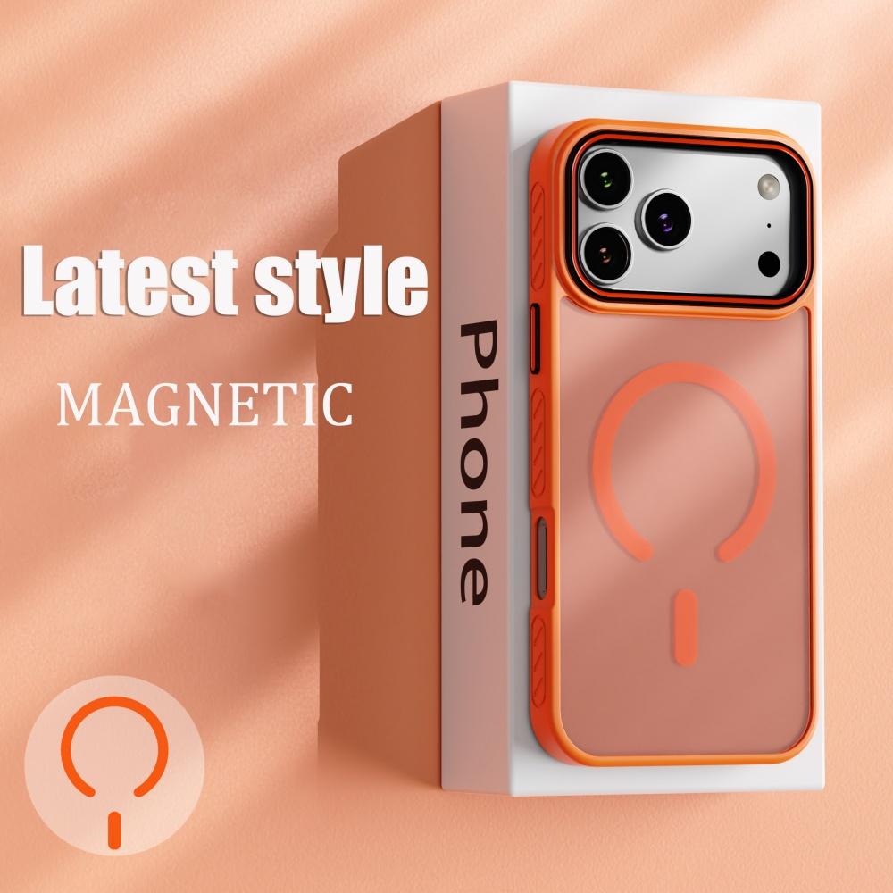 

Military ForMagsafe Magnetic Case ForiPhone 17 Air 16 15 14 Pro Max Plus 13 17Pro Transparent Matte Wireless Charge Hard Cover iPhone17 Pro оранжевый