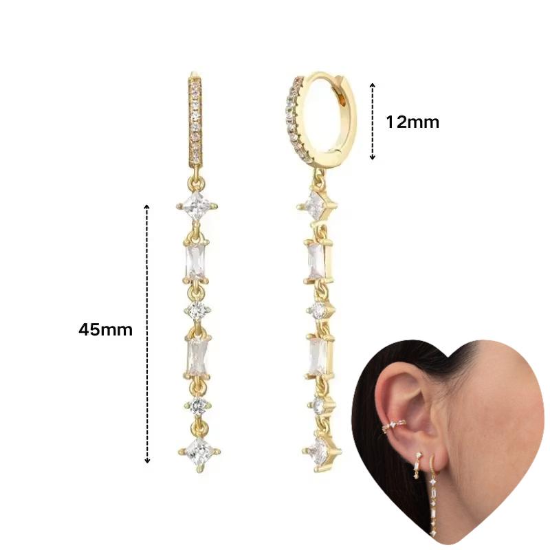 925 Silver Ear Needle White Zircon Butterfly/Water Drop Hoop Earrings Drop Earrings For Women Fashion Wedding Jewelry