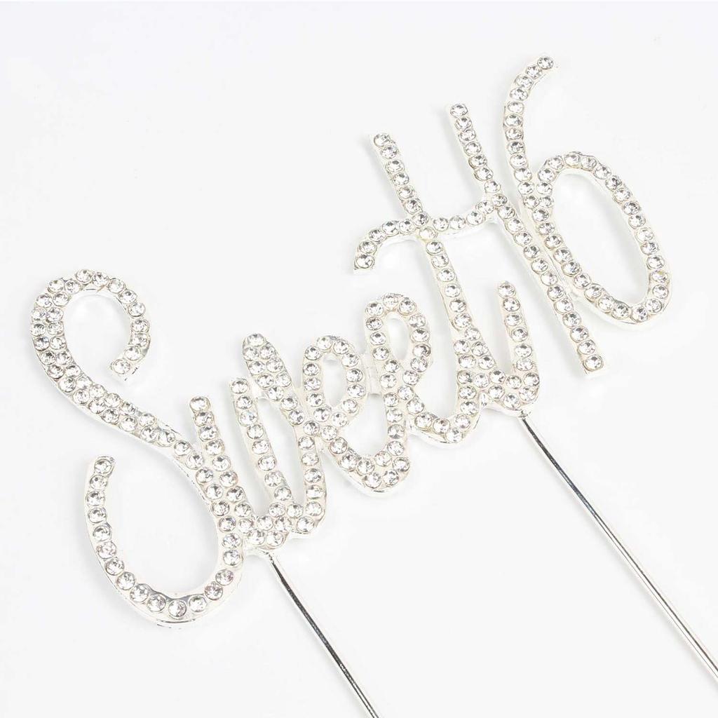 Bling Kristall Sweet 16 Geburtstagskuchenaufsatz  Bestes Andenken  16. Partydekorationen Silber Ziegelstein Kuchen Dekoration Für Geburtstag