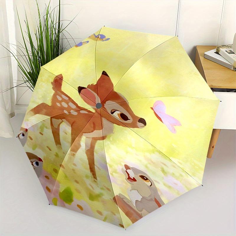 

Bambi, Forest Friends Automatic Opening and Closing Umbrella - 8 Ribs Portable Folding Umbrella with Plastic Handle, Suitable for Leisure an