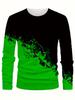 Fashionable and casual 3D digital printed men's street style round neck long sleeved T-shirt