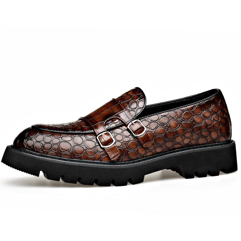 2025 Spring Autumn New Casual Leather Shoes for Men Thick Soles Buckle Designer Shoes Male Big Size Business Dress Loafers Man