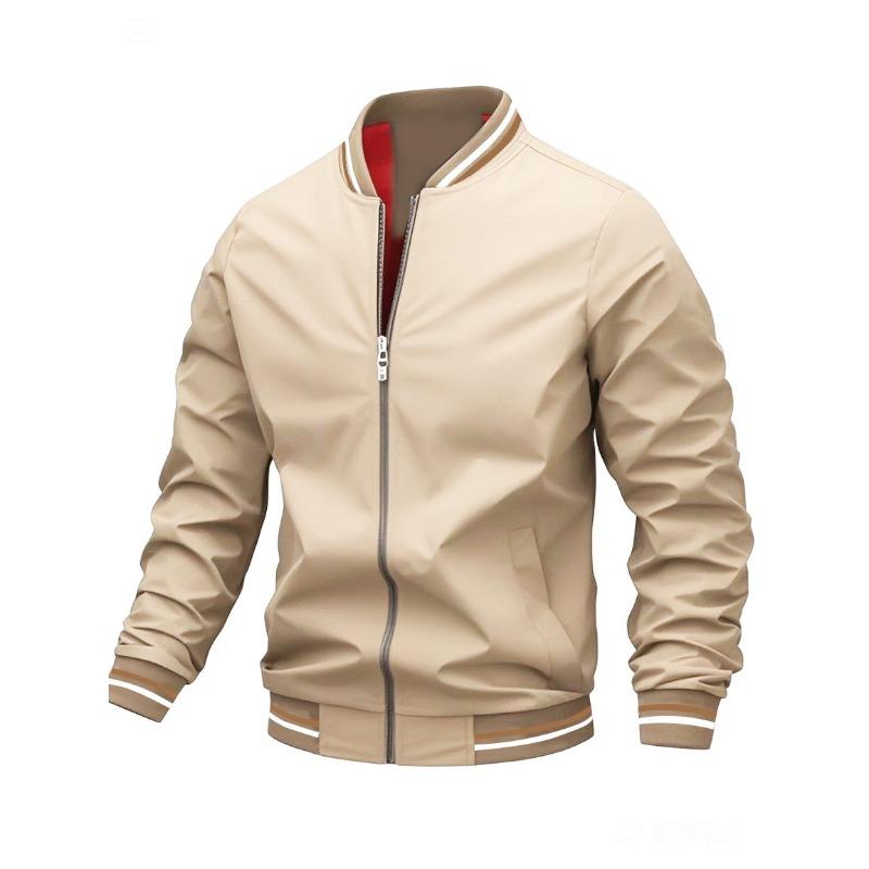 Lightweight Windproof Striped Cuff Jacket For Men Casual Style