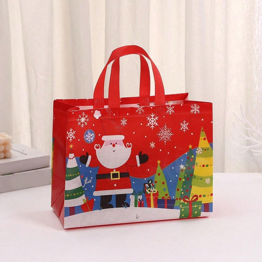 4pcs Christmas Gift Packaging Bags Non-woven Fabric Snack Candy Tote Bags Party Decoration Gift Bags
