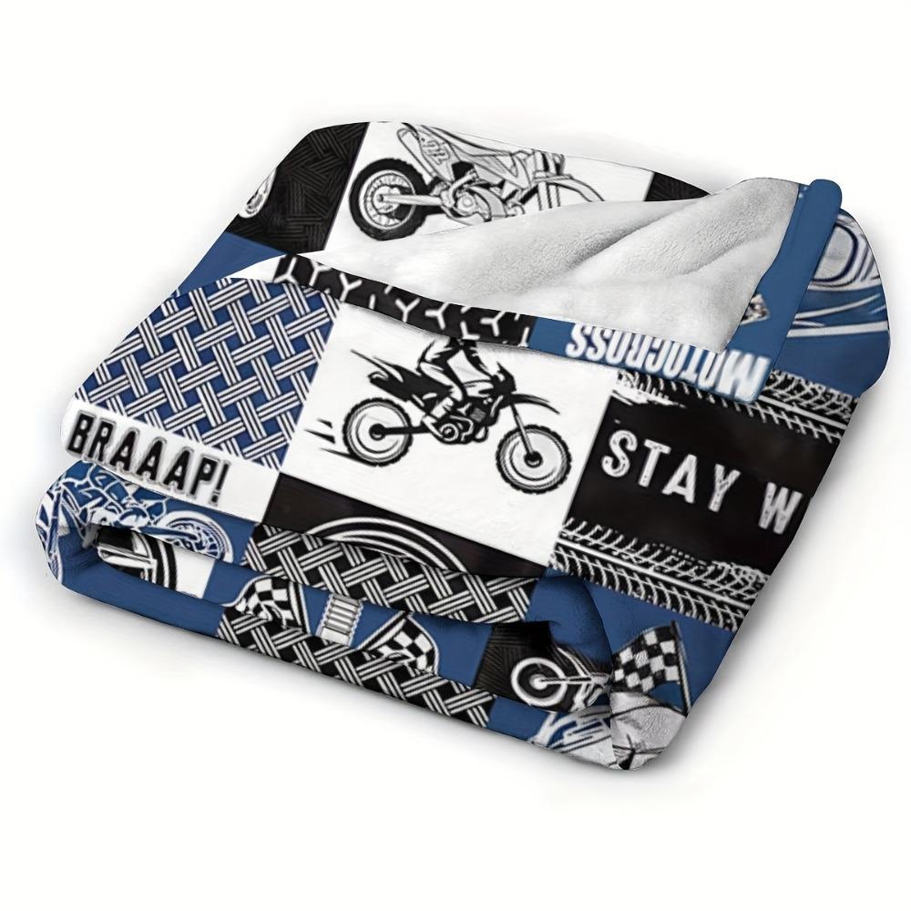 Motocross Rider Print Throw Blanket for Boys, Teens, Sofa, Bed, Office, Travel, and Ideal Sports Gift