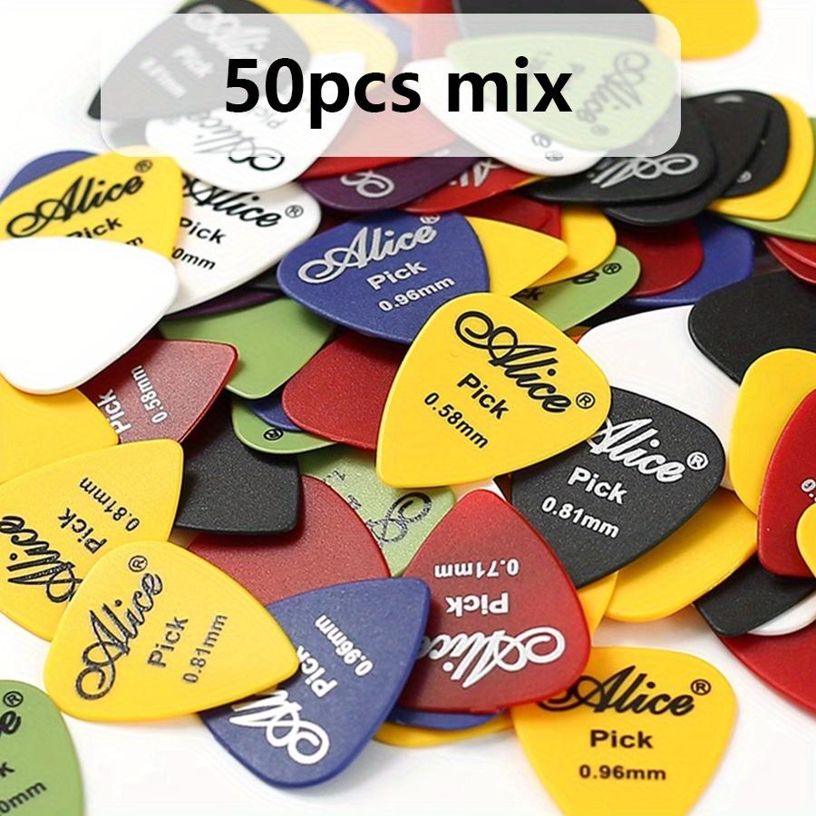 50pcs Alice Guitar Picks Bulk Matte Colorful Plectrums 0.58/0.71/0.81/0.96/1.2/1.5mm Thickness Premium ABS for Acoustic JXB