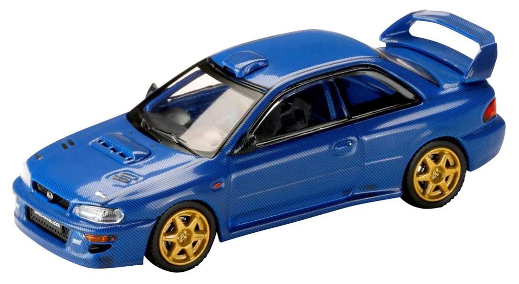 HJ64 Subaru Impreza 22B STi Verze Rally Základní Vůz CARBONOVĚ MODRÁ Hotový Produkt HJ647041BL 1/64 (GC8)