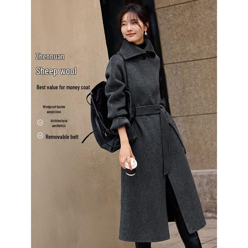 XWI Women s Hepburn Style Double-Sided Wool Coat M