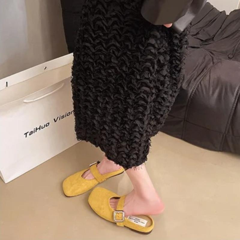 Women's Mules Slippers Square Toe Design Baotou Half Slippers Fashion Casual Walking Flat Bottom Slippers for Women Mules Slides
