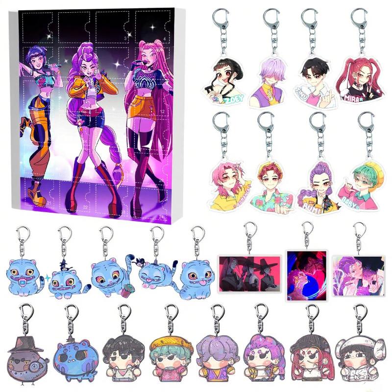 24Pcs Kpop Demon Hunters Figure Blind Box Anime Game Ornament Acrylic Keychain Bag Charm Funny Game Collectibles Gift