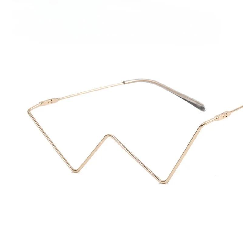 Vintage No Lens Women Sun Glasses Colorful Luxury Brand Rainbow Diamond Decoration Eyewear Fashion Half Metal Frame Decorative