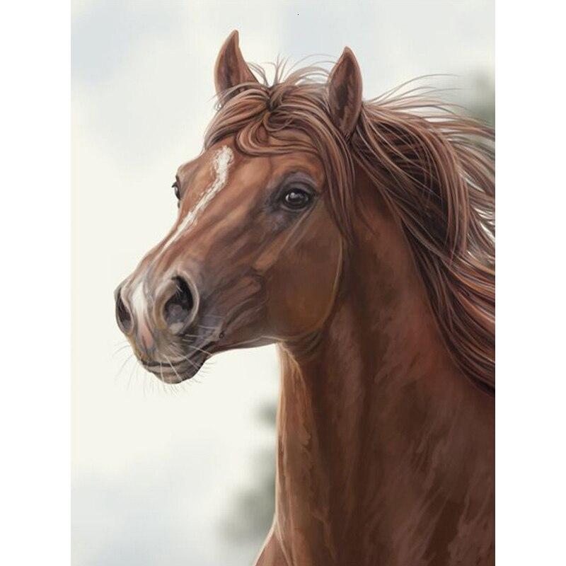 New 5D DIY Diamond Painting Horse Diamond Embroidery Animal Cross Stitch Full Round Drill Crafts Home Decor Manual Gift
