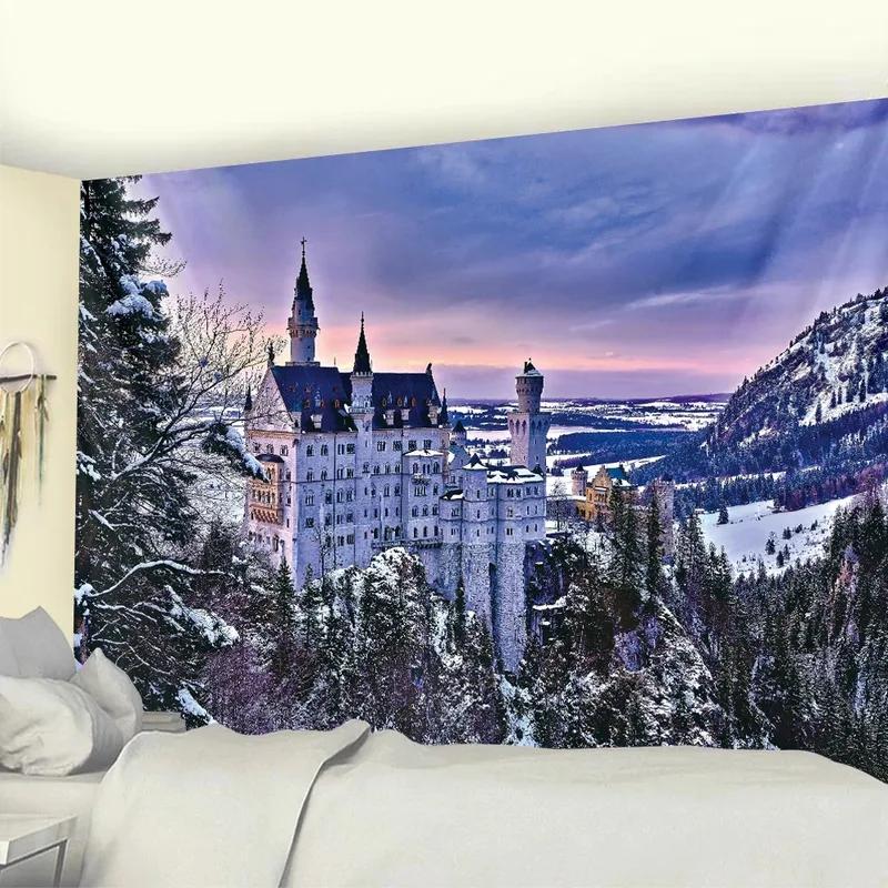 Fashion Home Decoration Tapestry Living Room Bedroom Tapestry Mountain Lake Scenery Pattern