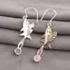 Rose Chalcedony Stone 925 Silver Sisters Day Elegant Dangling Wife Gift Earrings EE-148-6