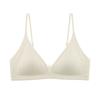 Women Thin Strap Deep V Backless Wireless Gathering Triangle Cup Bra
