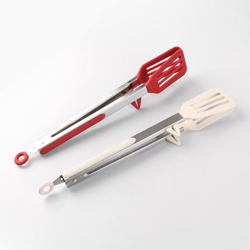 Silicone Stainless Steel Slotted Food Tongs