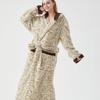 Couple Bathrobe Men Women Coral Fleece Hooded Robe Winter Thick Warm Plaid Striped Long Sleep Robe Home Spa Loungewear Bath Robe