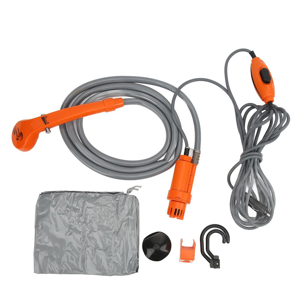 Outdoor Camp Shower Head with 12V Car Cigarette Adapter for Camping Hiking RV Pet Car Washing