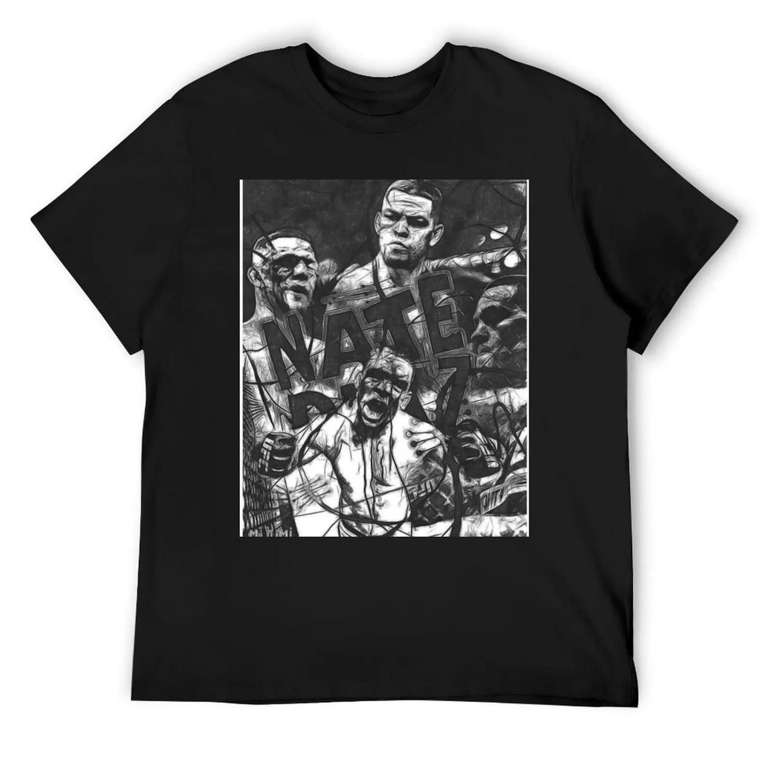 Черно-белая футболка Нейта Диаса аниме одежда летние топы Мужская футболка S чёрный