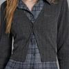 unifree Women's Plaid Faux Two-Piece Knit Cardigan Shirt