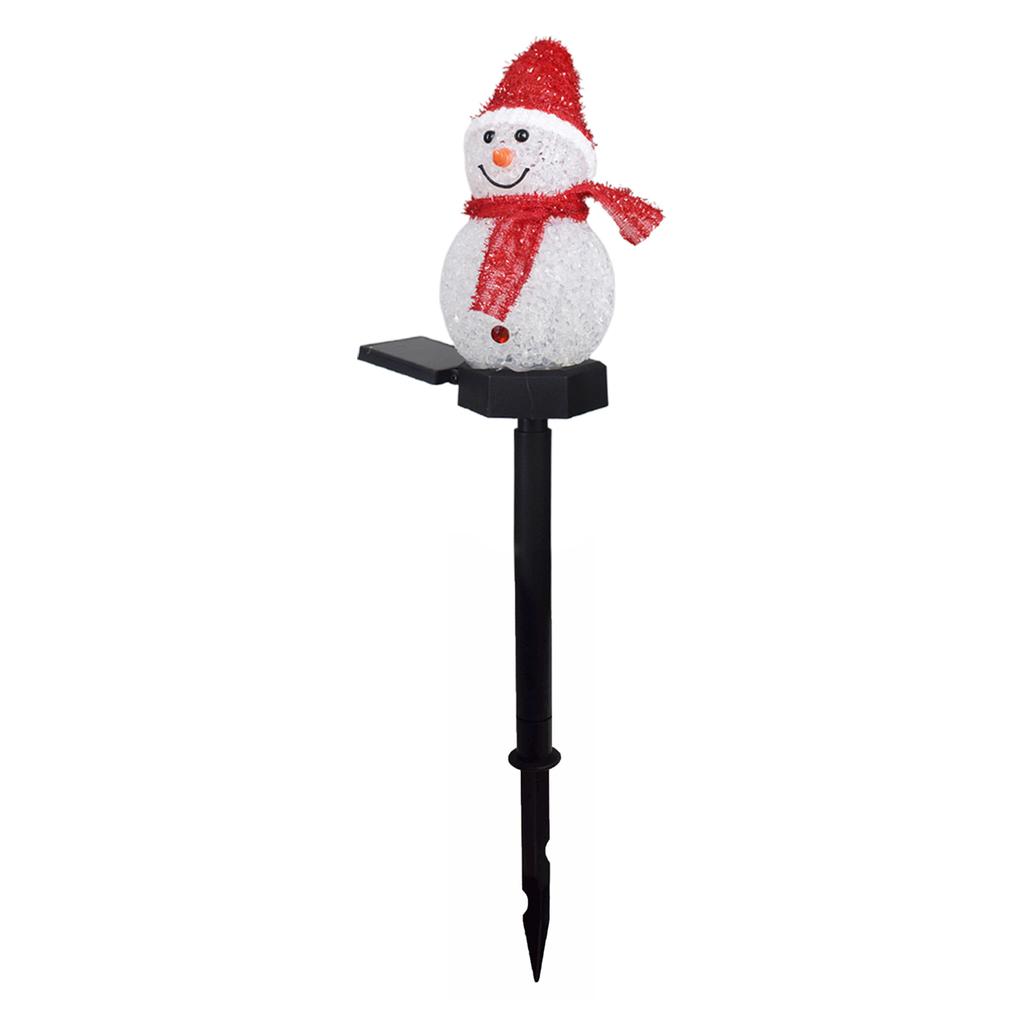 Solar Snowman Stake Light Decoration Waterproofing Outdoor Xmas Pathway Light for Garden Tree Fence Lawn Walkway Red