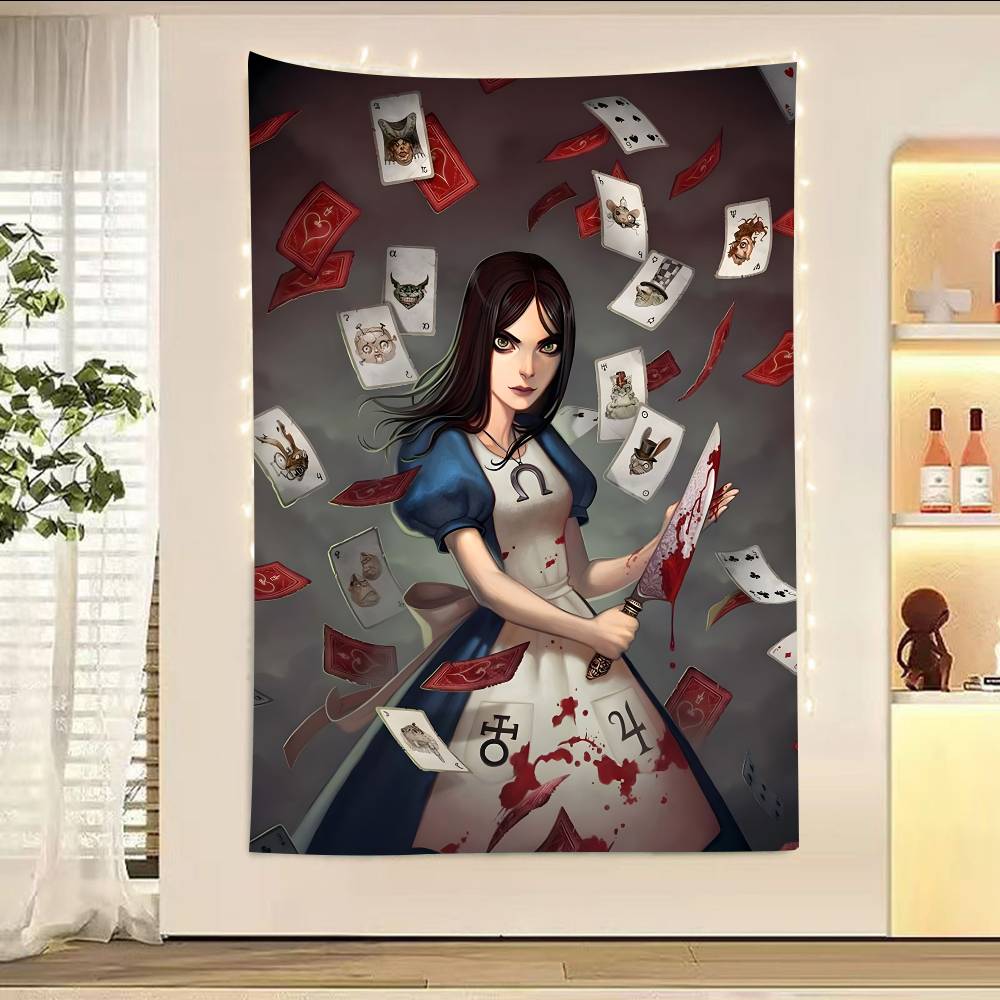 Game AAlice Madness Returns Theme Backdrop Party Decorations Baby Shower Hula Girls Party Props Banner Shooting